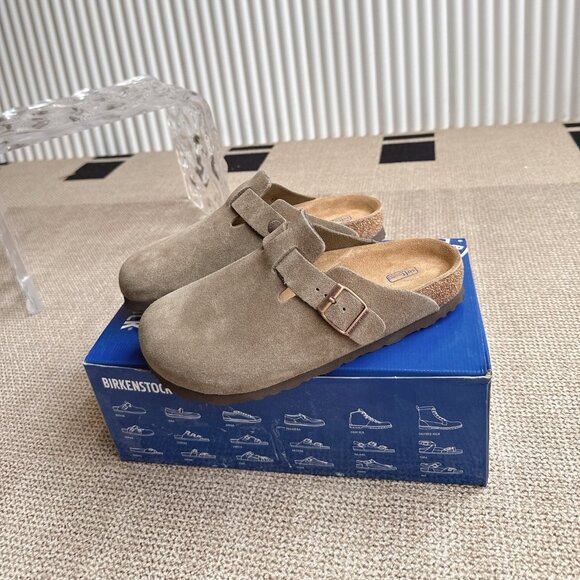 Birkenstock Boston Clog Taupe Soft Footbed Womens - Picture 1 of 7